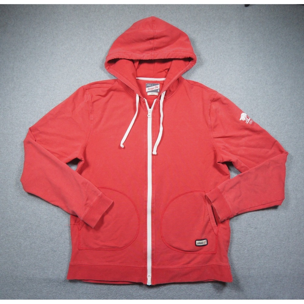 Johnnie O Sweatshirt Mens Small Red Hoodie Full Zip Hangin Out Sweater Adult